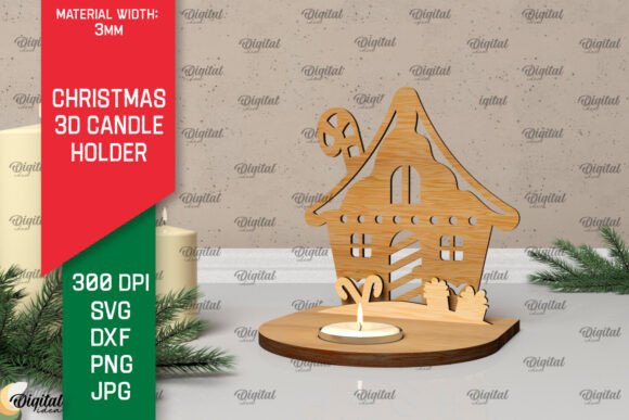3D Christmas Candle Holder Laser Cut for Festive Branding