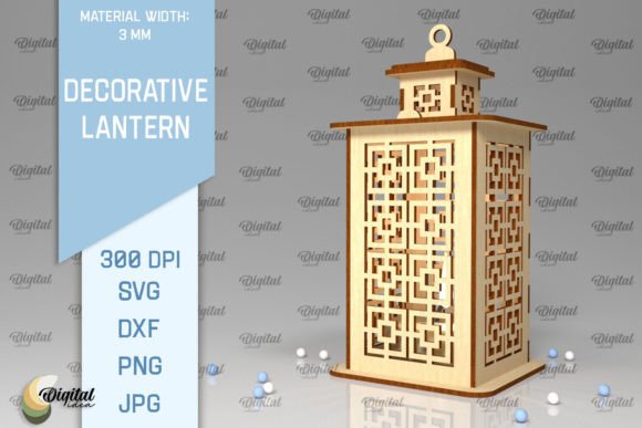 3D Decorative Lantern SVG for Laser Cutting Stands