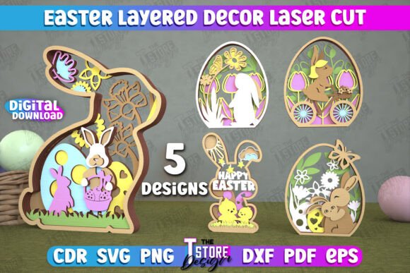 3D Easter Layered Decor Laser Cut Bundle: Spring Amp Visuals