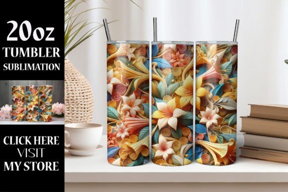 3D Flower Tumbler Wrap Sublimation for Crafts and Graphics