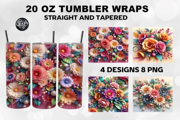 3D Flowers Bouquets Tumbler Wrap 20oz Graphics Review