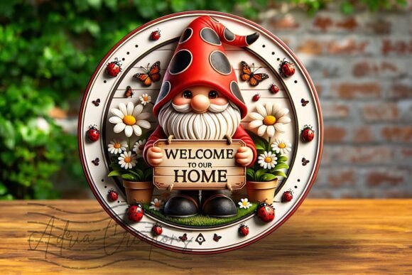 3D Gnome Welcome Sign Sublimation Png Graphics