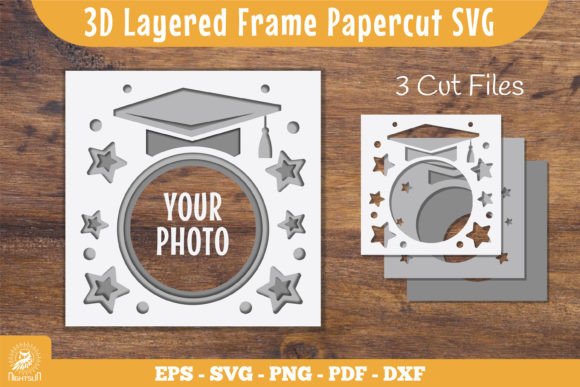 3D Layered Frame Graduation Papercut SVG for Laser Cutting and Shadow Box Creations