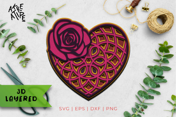 3D Layered Love Mandala: A Versatile SVG Shape for Handmade Creations