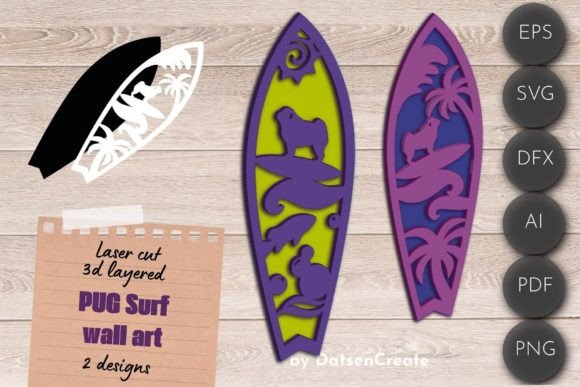 3D Layered SVG Surf Wall Art with Pug Dog: A Design Review for Real Projects