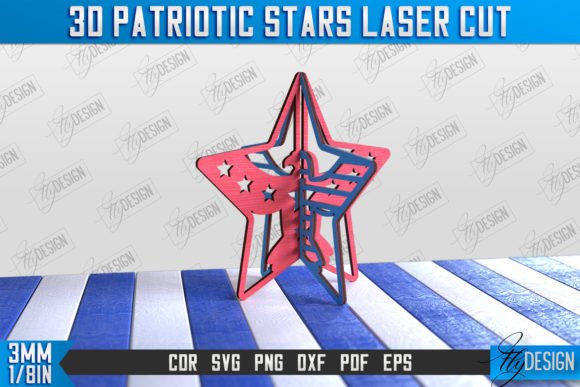 3D Patriotic Stand American Symbol for Laser Cutting Stands