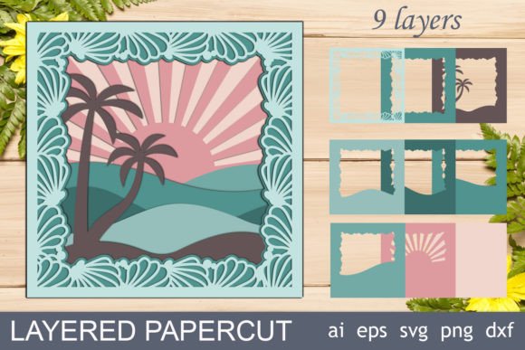 3D Sea Waves Shadow Box for Laser Cutting and Wall Decor