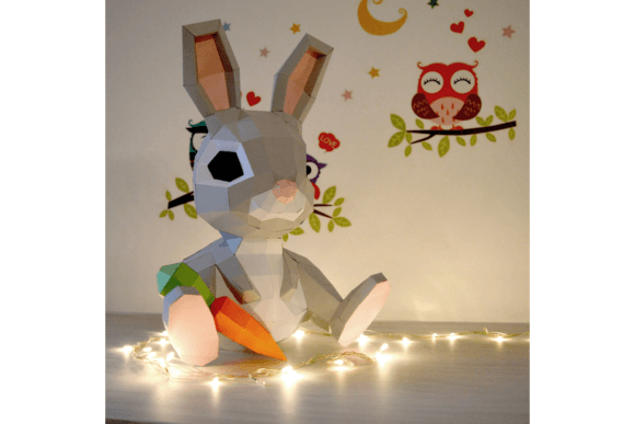 3D SVG Papercraft Bunny for Easter-Themed Digital Products