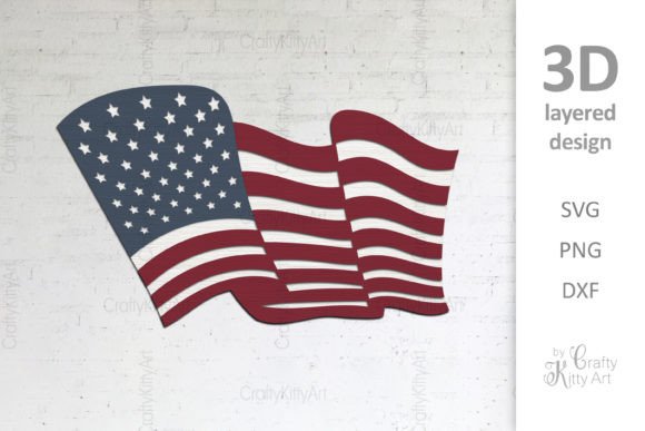 4th of July American Flag 3D Layered SVG for Laser Cutting and Wall Decor