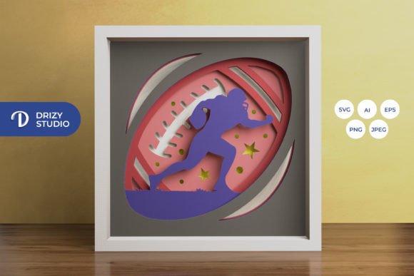 American Football Player 3D Shadow Box: A Versatile 3D SVG for Content Creators