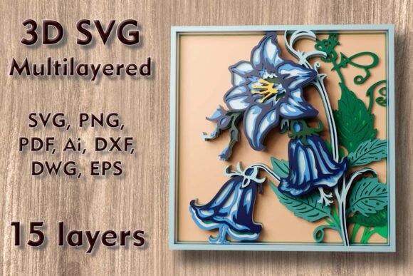 Bellflowers 3D SVG for Paper Flowers Branding