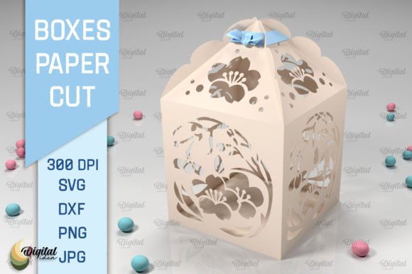 Box Paper Cut SVG 3D Gift Box for Laser Cutting and Ornament Designs
