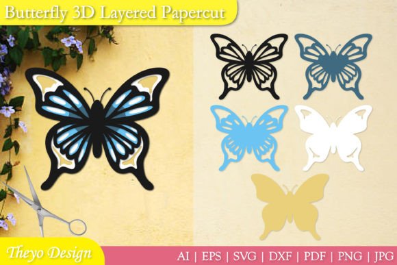 Butterfly 3D Layered Papercut for Shadow Box Crafts