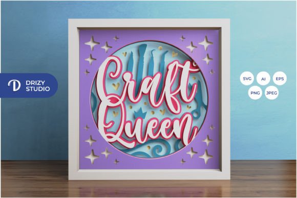 Craft Queen 3D Shadow Box: A Stylish Design Asset for Creative Projects