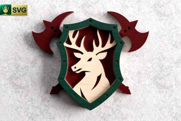 Deer Shield 3D Layered SVG Fantasy Cut for Branding