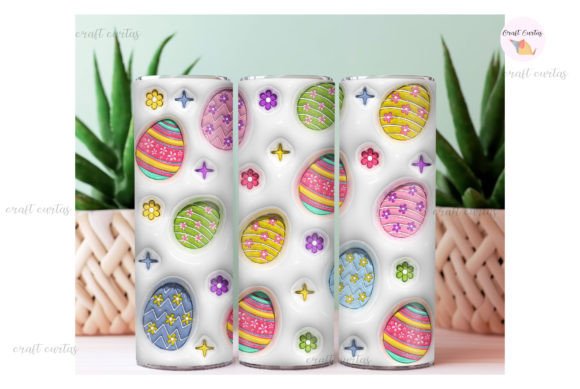 Easter Eggs Theme 3D Inflated Tumbler: A Vibrant Graphic Design Asset for Creative Publishers