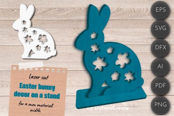 Easter Rabbit Decor, 3D Layered SVG for Laser Cutting Projects