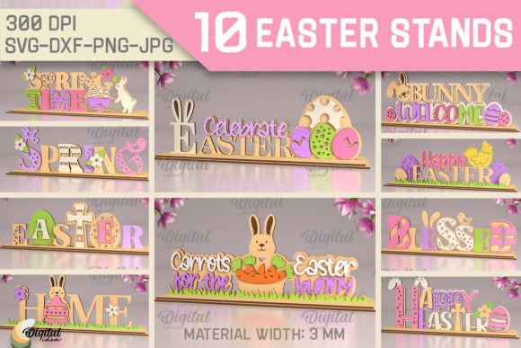 Easter Stands SVG. 3D Stands Laser Cut Spring Amp