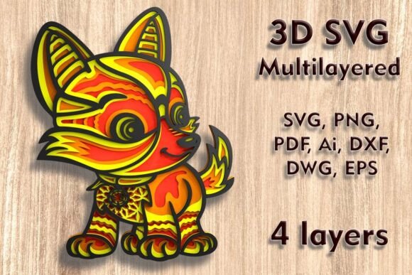 Fox 3D SVG Multilayer Laser Cut Files for Wall Decor