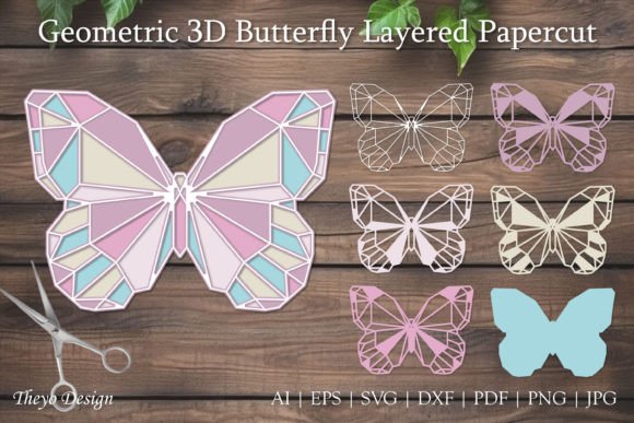 Geometric Butterfly 3D SVG for Creative Branding Projects