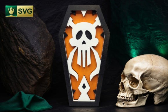Halloween Coffin V5 Skull 3D SVG: A Bold Shapes Asset for Seasonal Branding