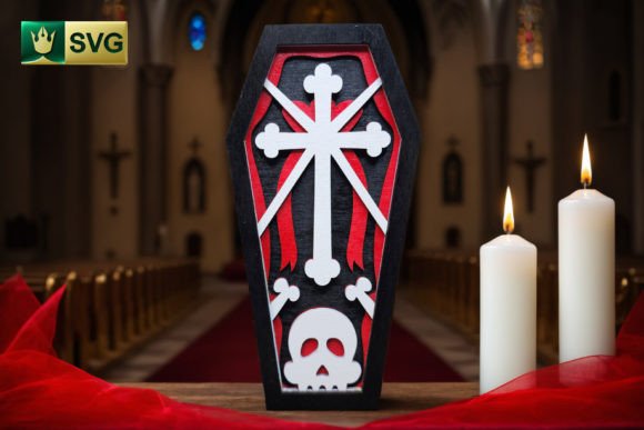 Halloween Coffin V6 Cross 3D SVG: A Bold Graphic for Seasonal Web Design