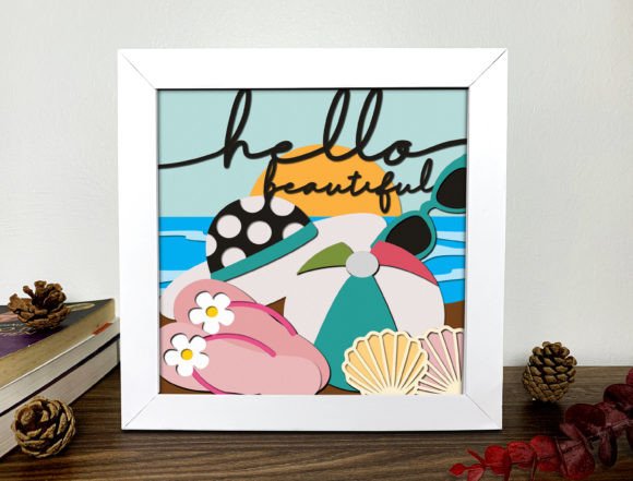 Hello Summer 3D SVG Shadow Box for Creative Projects