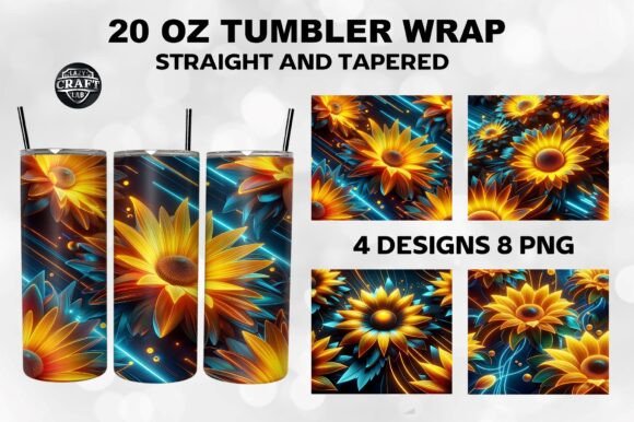 Neon 3D Sunflowers Tumbler Wrap Bundle: A Designer's Review
