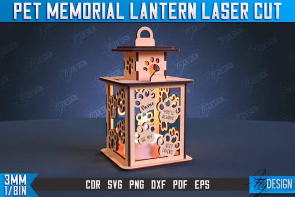 Pet Memorial Lantern 3D Design for Laser Cutting