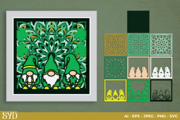 St Patricks Gnome 3D Shadow Box SVG: A Festive Design Asset for Local Businesses