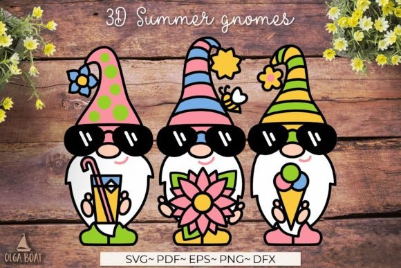 Summer Gnomes 3d Gnome Summer Welcome Graphics in Crafts