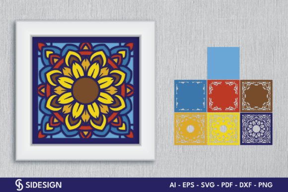Sunflower Mandala 3D Shadow Box: A Versatile SVG Design for Branding