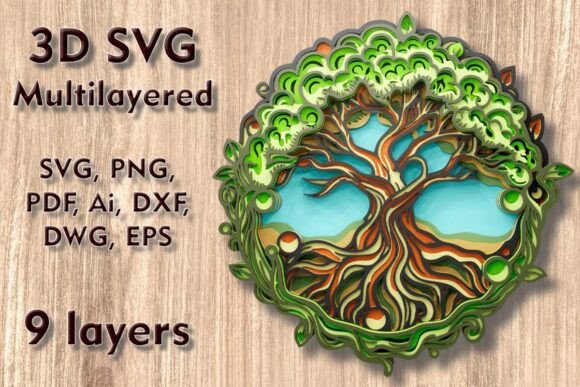 Tree of Life 3D Svg Multilayer Cut File for Laser Cutting and Wall Decor