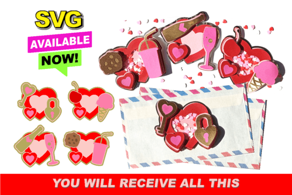 Valentines Day Stickers 3D SVG for Modern Shapes