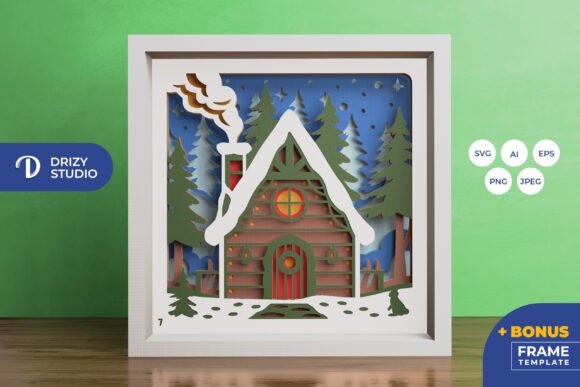Winter Cabin 3D Layered Paper Cut: A Designerβs Take on 3D SVG Shadow Boxes